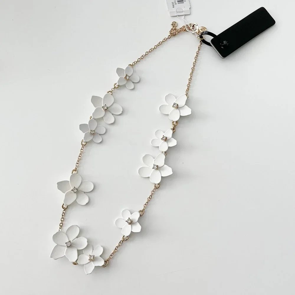 J. Crew Factory Floating Flowers Statement Necklace (White) - Picture 2 of 3